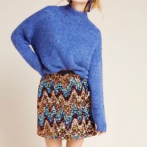 Maeve by Anthropologie Zig-Zag Sequin Skirt
